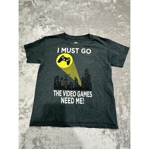 Hybrid Brand T-Shirt Boy's Size Large 10/12‎ Must Go The Video Games Need Me EUC
